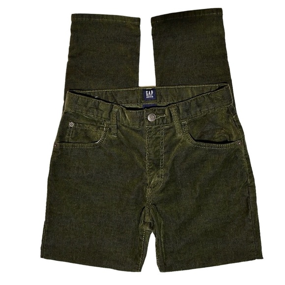 Boy’s Gap Cotton Corduroy Pants 12 Slim Taper Dark Army Green adjustable waist - Picture 6 of 10